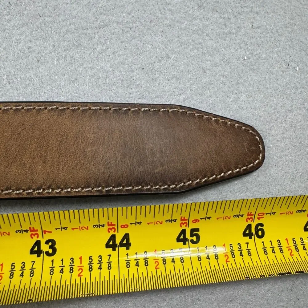 Johnston & Murphy Leather Belt Mens 38 Brown Distressed Oiled Contrast Stitched